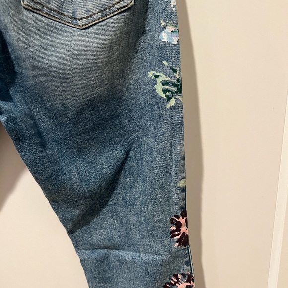 7 For All Mankind The Ankle Skinny Jeans Size 27 Floral Painted Denim - Picture 6 of 8